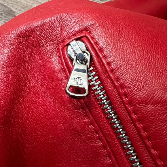 Ralph Lauren Vibrant Red Leather Jacket - Picture 5 of 6